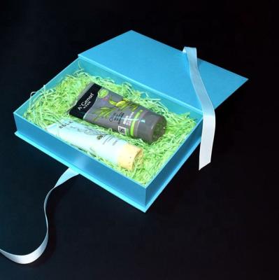 China Handmade Free Design Custom Blue Strong Foldable Gift Basket Box for sale