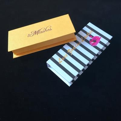 China Rectangle Rose Gold Foil Stamped Glossy Eyelash Packaging Custom Box for sale