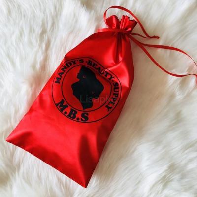 China Apparel Custom Silk Printed Red Satin Drawstring Fabric Shoe Dust Bag For Lingerie for sale