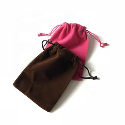 China Luxury Custom Printed Jewelry Coffee Brown Color Jewelry Packaging Pouch With String for sale