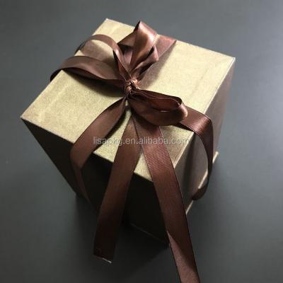 China Handmade Custom Color Ribbon Christmas Gift Wooden MDF Box With Satin for sale