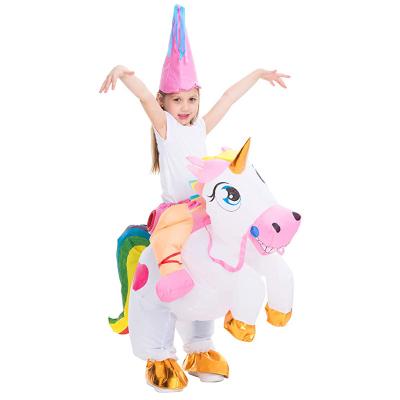 China Christmas Party Halloween Carnival Costume Hot Sale Inflatable Rainbow Unicorn HUAYU Kids Cosplay Costume Inflatable Blow Up Kids Costume for sale