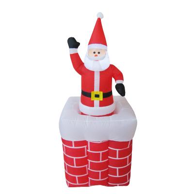 China Polyester 180cm/6FT Inflatable Christmas Inflatables Santa Claus Lift Chimney Model Lighting for sale