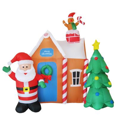 China 240cmH 8ft Polyester Christmas Decoration Inflatable Santa Claus With Inflatable Christmas Tree Patterns Decoration for sale