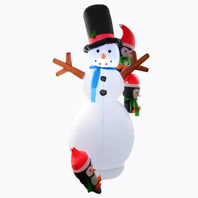 China Novelty 210cm/7ft Christmas Decoration Inflatable Snowman with Three Penguins Inflatable Christmas Decoration for sale