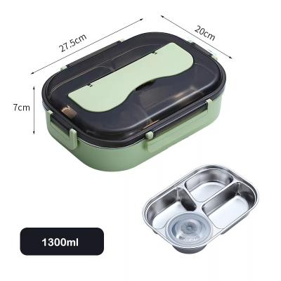 China Freshness Preservation Eco friendly 1300ml lunch box stainless steel airtight 4 compartment lunch box  with soup bowl for sale