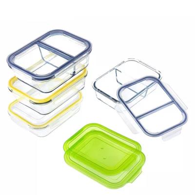 China Sustainable Amazon New Product BPA Free Airtight Rectangle High Borosilicate Glass Food Container for sale