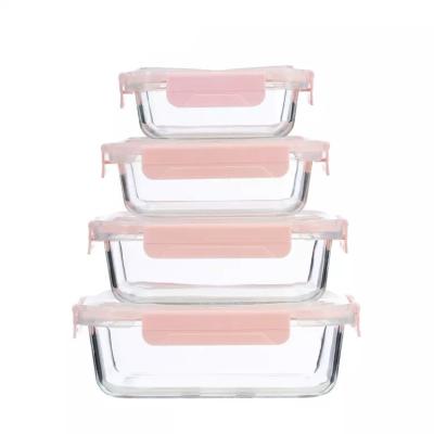 China Sustainable Heatable Borosilicate Meal Prep Storage Glass Food Container Lunch Box for sale