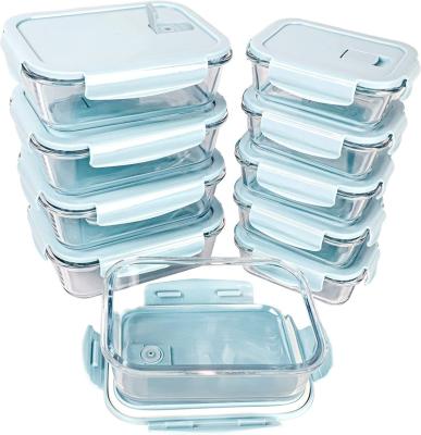 China Sustainable Glass Food Storage Containers with Lids - Glass Meal Prep Containers Airtight Glass Bento Boxes BPA for sale