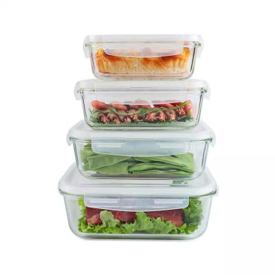 China Sustainable High borosilicate heat resistant glass storage food container hot noodle soup glass container for sale