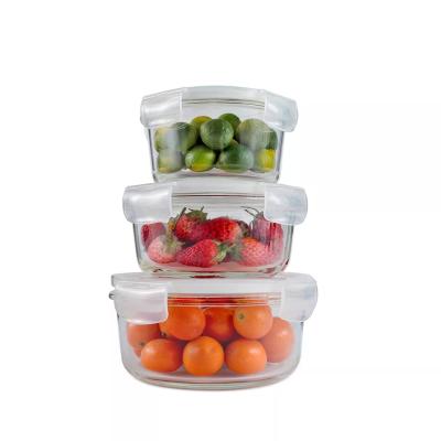 China Sustainable Superior glass round meal prep containers 2022 High borosilicate heat resistant glass storage food container for sale