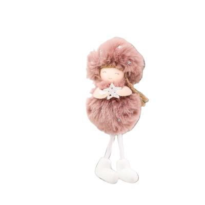 China Wool Yarn New Arrival Christmas Angel Ornaments Plush Pink Pendant With Wing Christmas Tree Decoration for sale