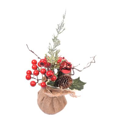 China Pet Christmas Decorations Tree Pine Cone And Red Berry Table Christmas Tree Artificial Christmas Tree For Table for sale