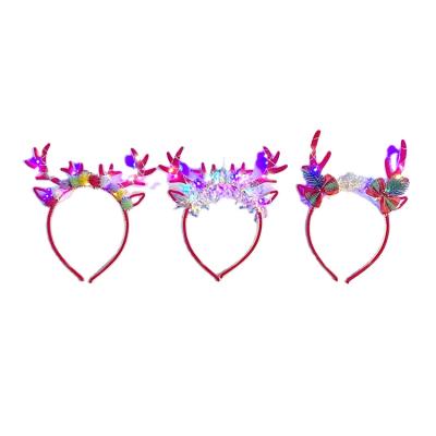 China Terylene Christmas Gift Loop Circle Head Christmas Antlers Party Hair Circle With Lights for sale