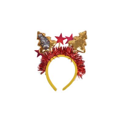 China Wholesale European and American Novelty Wholesale Red Yellow Christmas Pompones Card Header Polyester Style Funny Star Headband for sale