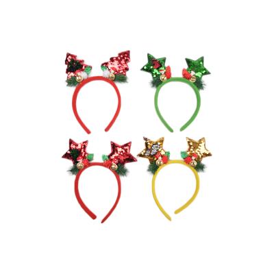 China Creative Terylene Christmas Decoration Hair Circle Buckle Headband Head Bells Star Head Buckle for sale