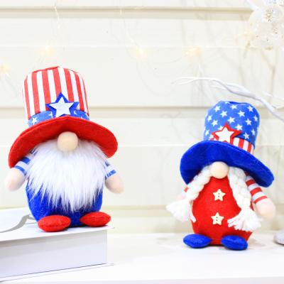 China Cloth+cotton American Independent Day National Day Striped Star Plush Doll Faceless Gnome Ornaments Party Decoration for sale