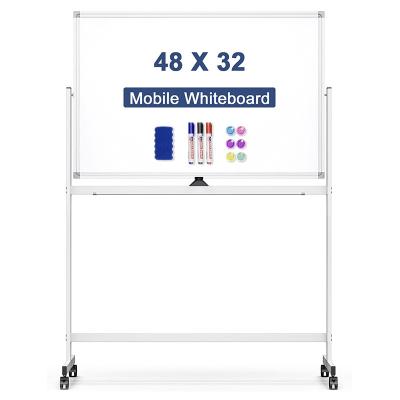 China Custom Size 48x32 View VCW Aluminum Alloy Whiteboard Whiteboard Easel Foldable Mobile Side Double Stand With Stand for sale