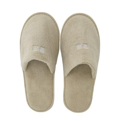 China Wholesale Home Hotel Traveling Spa Four Seasons Coral Velvet High Quality Embroidered Unisex Disposable Hotel Spa Slippers for sale