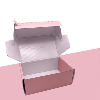 China Low Price Recyclable Corrugated Cardboard Clothing Box Mailer Free Shipping Design Pale Pinks High Quality Bulk With Tear Strip for sale