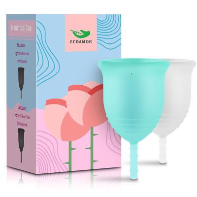 China Free Custom Reusable Lady Girls Menstrual Cup Collapsible Copamenstrual S/L 100% Medical Grade Silicone for sale