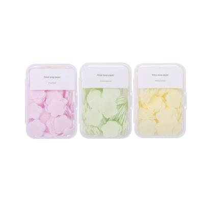 China Mini Disposable Washing Hand Paper Convenient Body Soap Flower Foaming Paper Wash Soap For Menstrual Cup Washing for sale