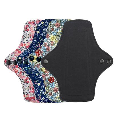 China Comfortable Eco-Friendly Reusable Washable Menstrual Feminine Cloth Pads Bamboo Charcoal Sanitary Napkin Breathable Hygiene Reusable Pads for sale