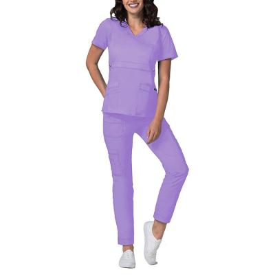 China Comfortable Wholesale Nurses Scrub Uniform Sets Multiple Pockets Nurse Scrub Uniform Sets With My Logo Custom Nursing Scrub for sale