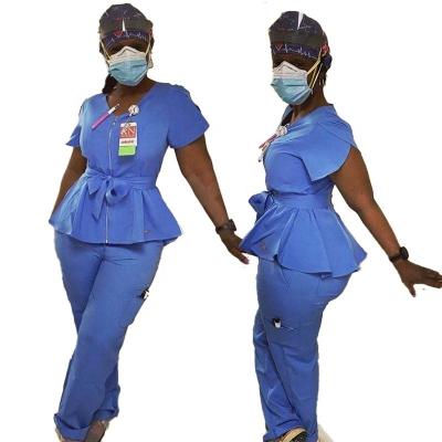 China 2021 Comfortable Short Sleeves Scrubs Uniforms Peplum Scrubs Womens Jogging Scrub Suits Uniform Peplum Bottoms for sale