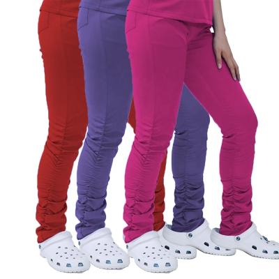 China Comfortable Nursing Scrub Joggers For Women Stretch Pants Nurses Scrubs Stacked Bottoms Scrubs Pants for sale