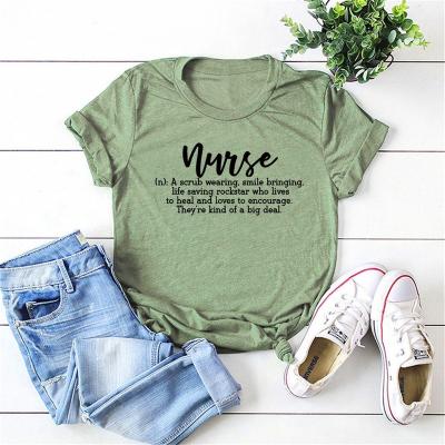 China 2021 Anti-Wrinkle Short Sleeved Casual Nurse Lift Tee Shirts Heartbeat Nurses T-shirts Custom Women's Cotton Blouses Tops Shirts for sale