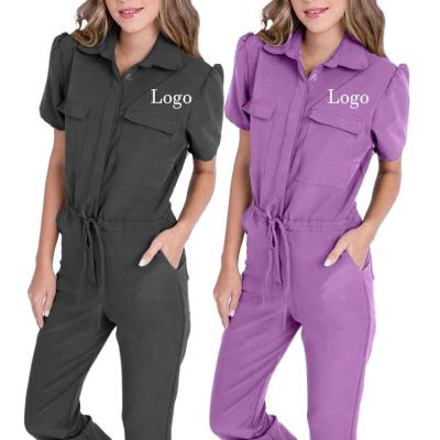 China Doctor Polo Shirt Button Jumpsuits Straight Short Sleeve Comfortable Bestselling Overalls Scrub Stretch Scrubs for sale