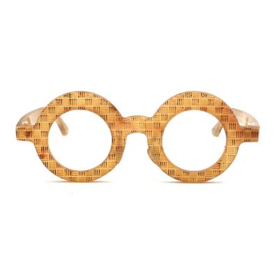 China Optical Frames Or Styling Luxury Retro Pattern Hand 325 Real Gold Color Buffalo Horn Fashion Rivet Monocle Handcrafted Frames for sale