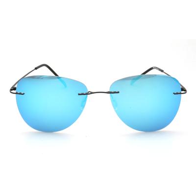 China Sunglasses New Arrival S004 Polarized Sunglasses Anti Ray Glasses Rimless Metal Sunglasses Blue for sale