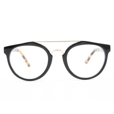 China To Read Factory Supply Pure Color Frame Leopard Temple Double Bridges Italian Acetate Glasses Frame for sale