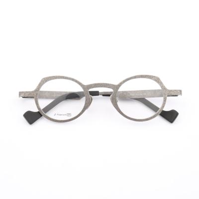 China New Design Popular Vintage 2021 Oval Lightweight Pure Color 7026 Titanium Glass Frames for sale