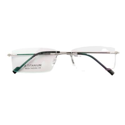 China High Quality Unisex Rimless Frame 6020 Glass Beta Titanium Anti Blue Light Optical Frame for sale