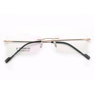 China Optical Frame Purchase 6038 High Efficiency Beta Titanium Square Lens Glasses Unisex Rimless Frame for sale