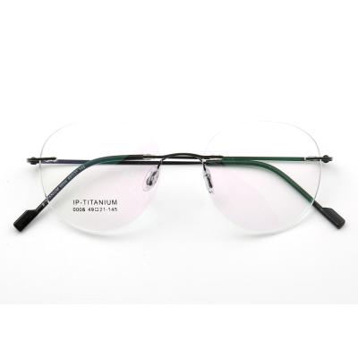 China Optical Frame High Yield Purchasing 008 Beta Titanium Retro Glasses Frame Rimless Unisex for sale