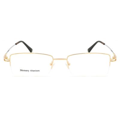 China Reading Glass Promotion 503 Semi-rimless Bendable Gold Metal Titanium Memory Glass Frames for sale