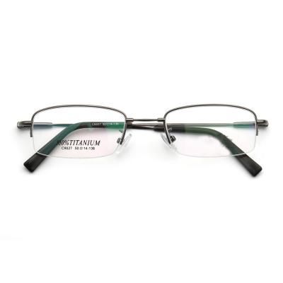 China SUNNY Hot Sale C9027 Full Optical Pure Titanium Memory Men's Semi-rimless Sight Glasses Frames for sale