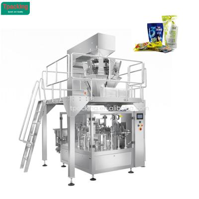 China New Type Food Premade Automatic Zipper Bag Rotary Packing Machine For Powder for sale