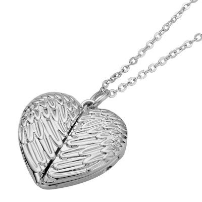 China Durable Hot Selling Memorial Photo Album Pendant Necklace Angel Wings Lovers Heart Gift Memorial Necklace for sale