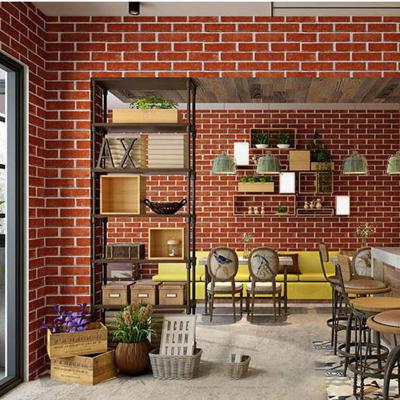 China Moistureprooof Red Brick Vinyl PVC Waterproof Modern Wallpapers /wallcovering For Restaurant Living Room Home Decoration for sale