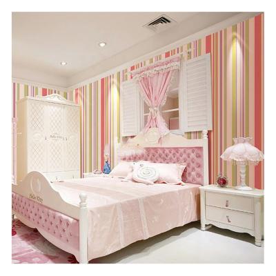 China Beautiful Moistureprooof pink waterproof kids and vinyl purple striped PVC wallpaper decorative wallcoering manufacturer for sale