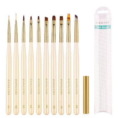 China Professional Nail Brush Premium Quality Nail Painting Brush Tools Japanese Style Acrylic Nylon Hair Line Thin Nail Art Brush For Line for sale