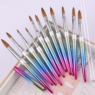 China NAIL 2022 new nails brush size 12 acrylic kolinsky nail brushes kolinsky acrylic with kolinsky hat acrylic brush for sale