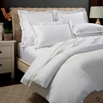 China White Embroidered Plain Satin Duvet Cover In Guangzhou Factory for sale