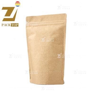 China Recycled Materials Stand Up Kraft Paper Pouch Stock Bag for sale