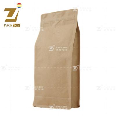 China Neutral White Flat Bottom Gusset Packaging Paper Side Pocket Recycled Stock Materials Packing Bag Without Logo for sale